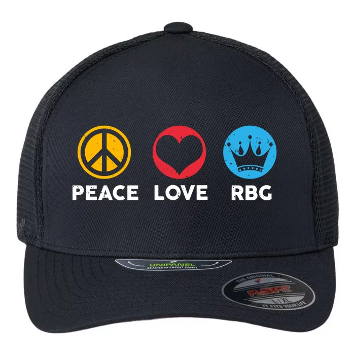 Peace Love RBG Ruth Bader Ginsburg Tribute Flexfit Unipanel Trucker Cap