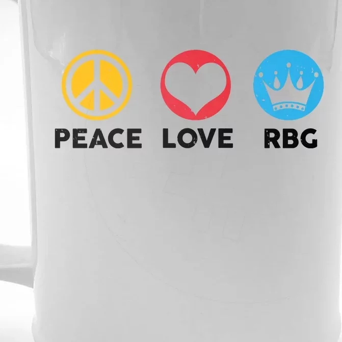 Peace Love RBG Ruth Bader Ginsburg Tribute Front & Back Beer Stein