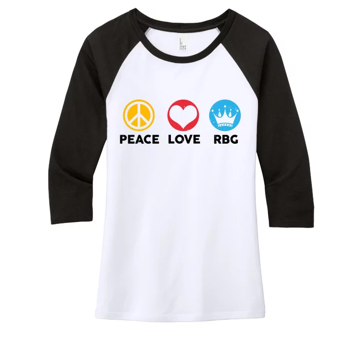 Peace Love RBG Ruth Bader Ginsburg Tribute Women's Tri-Blend 3/4-Sleeve Raglan Shirt