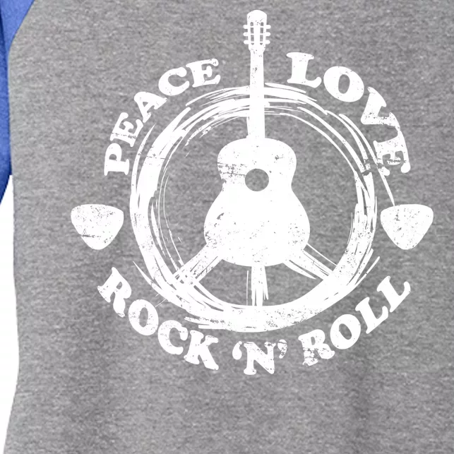 Peace Love Rock 'N' Roll Women's Tri-Blend 3/4-Sleeve Raglan Shirt