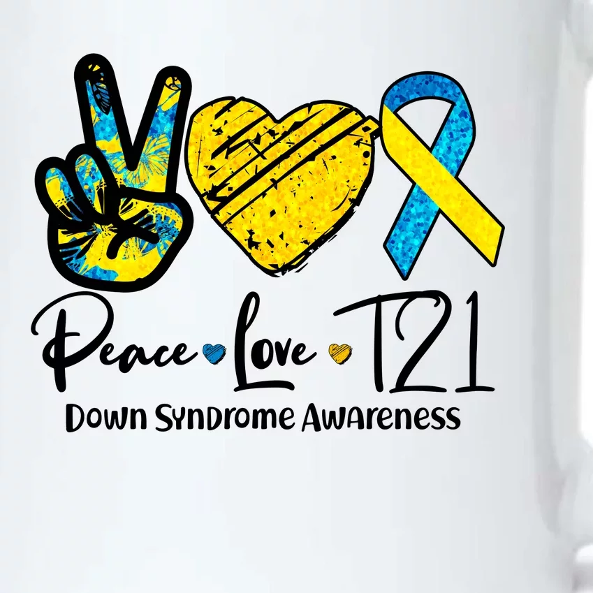 Peace Love T21 Down Syndrome Awareness Black Color Changing Mug