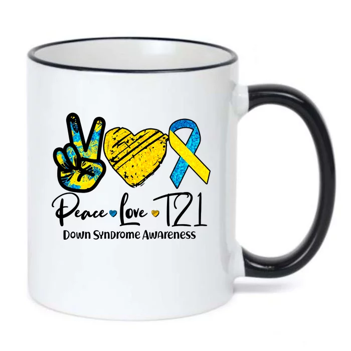 Peace Love T21 Down Syndrome Awareness Black Color Changing Mug