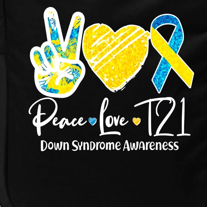 Peace Love T21 Down Syndrome Awareness Impact Tech Backpack