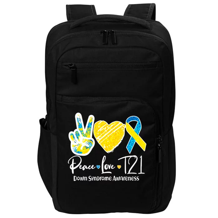 Peace Love T21 Down Syndrome Awareness Impact Tech Backpack