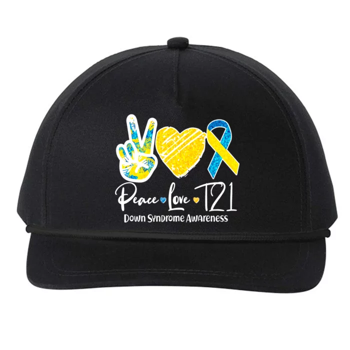 Peace Love T21 Down Syndrome Awareness Snapback Five-Panel Rope Hat