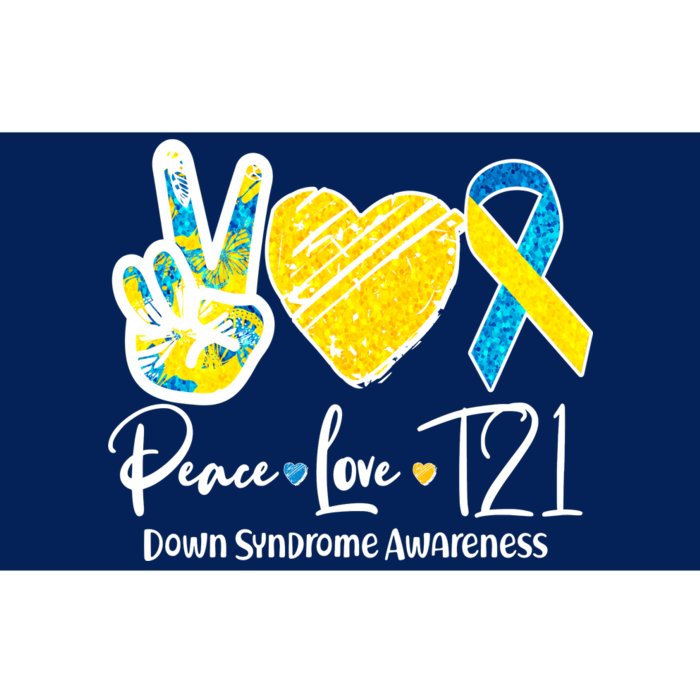 Peace Love T21 Down Syndrome Awareness Bumper Sticker