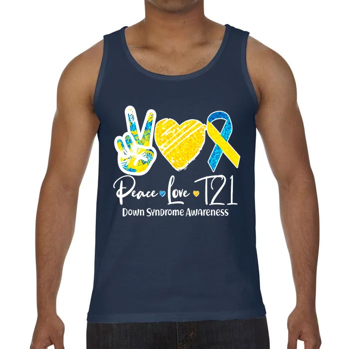 Peace Love T21 Down Syndrome Awareness Comfort Colors® Tank Top