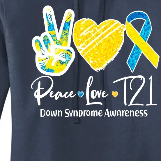 Peace Love T21 Down Syndrome Awareness Women's Pullover Hoodie