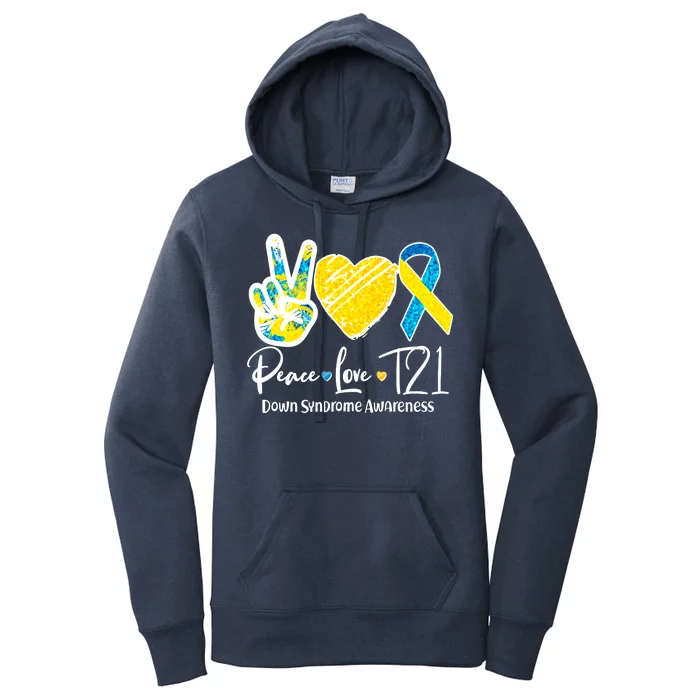 Peace Love T21 Down Syndrome Awareness Women's Pullover Hoodie