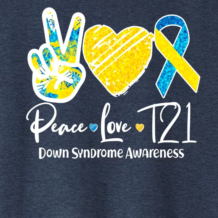 Peace Love T21 Down Syndrome Awareness Women's Crop Top Tee