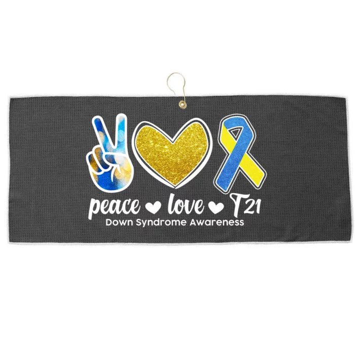 Peace Love T21 Down Syndrome Awareness Ribbon Large Microfiber Waffle Golf Towel