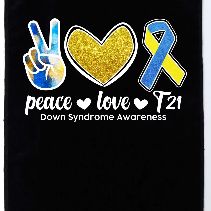 Peace Love T21 Down Syndrome Awareness Ribbon Platinum Collection Golf Towel