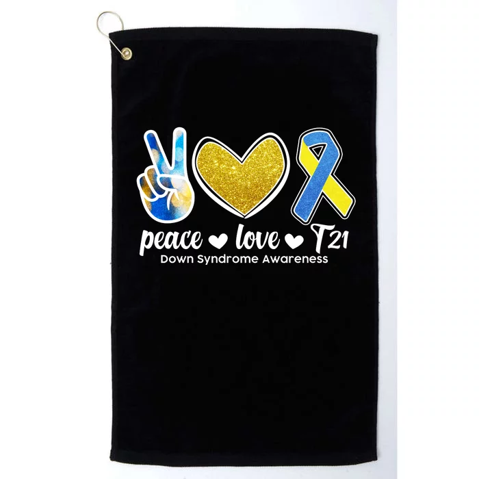 Peace Love T21 Down Syndrome Awareness Ribbon Platinum Collection Golf Towel