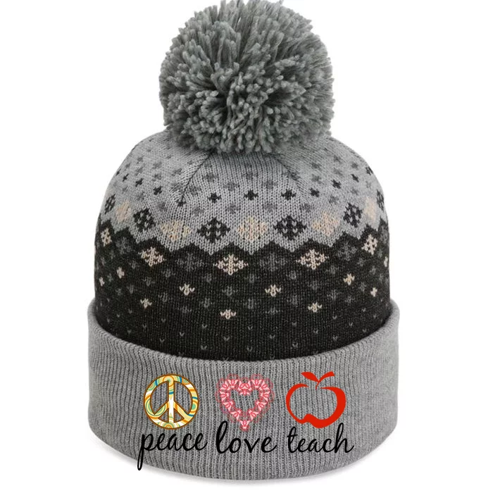 Peace Love Teach The Baniff Cuffed Pom Beanie