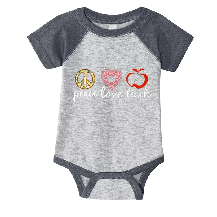 Peace Love Teach Infant Baby Jersey Bodysuit