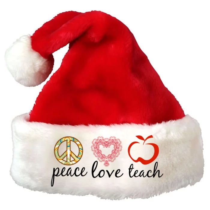 Peace Love Teach Premium Christmas Santa Hat