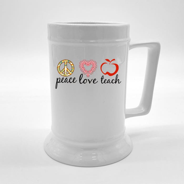 Peace Love Teach Front & Back Beer Stein