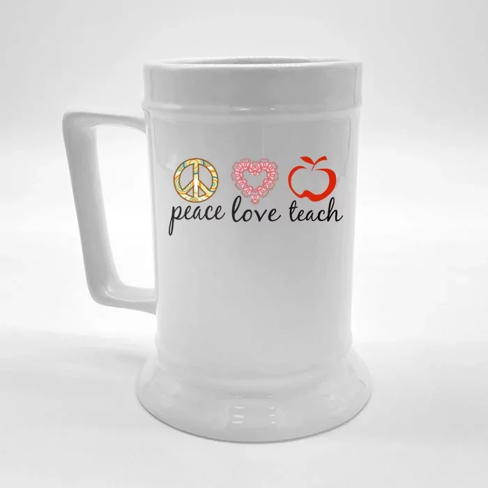 Peace Love Teach Front & Back Beer Stein