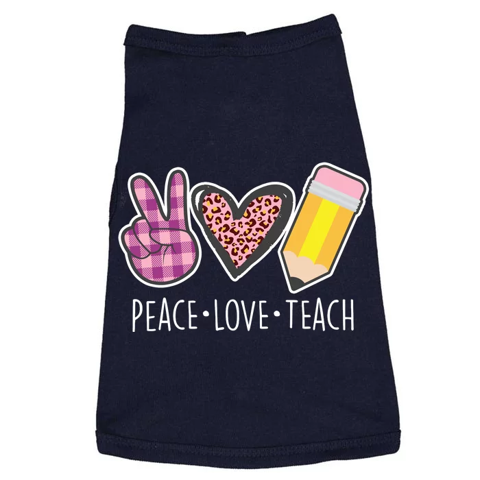 Peace Love Teach Plaid and Leopard Prints Doggie Tank