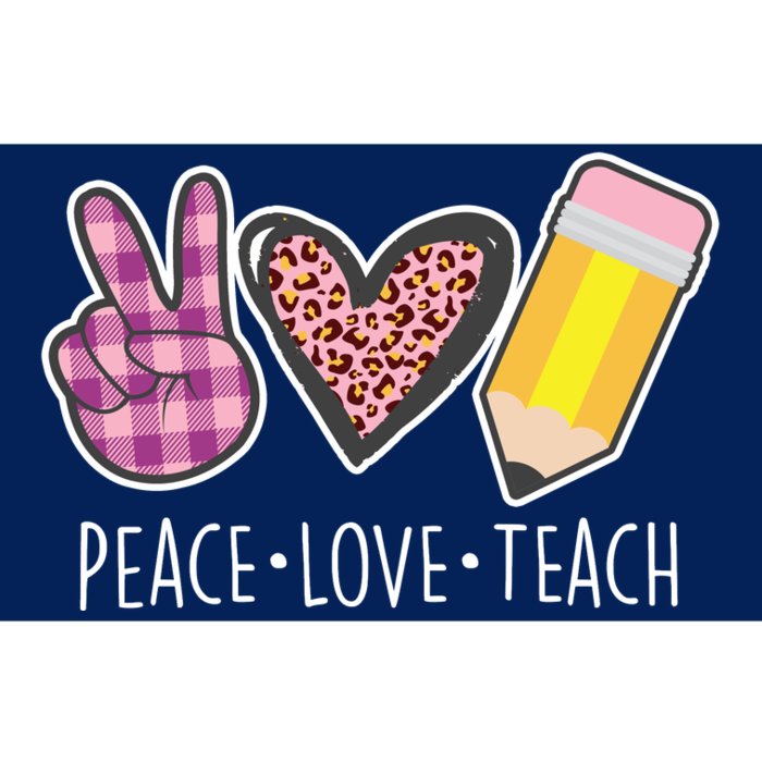 Peace Love Teach Plaid and Leopard Prints Bumper Sticker