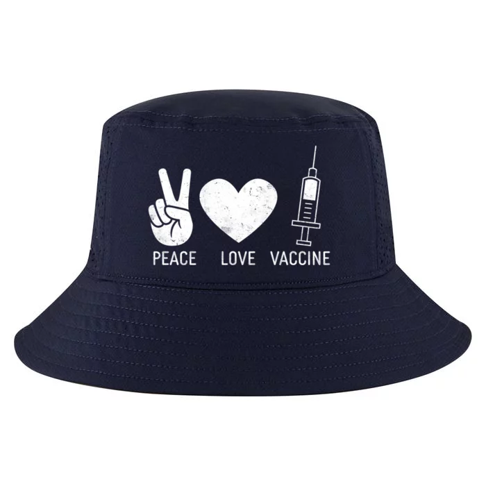 Peace Love Vaccine Shot Cool Comfort Performance Bucket Hat