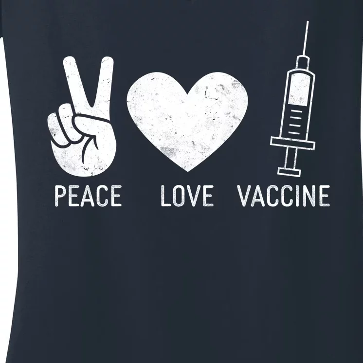 Peace Love Vaccine Shot Women's V-Neck T-Shirt