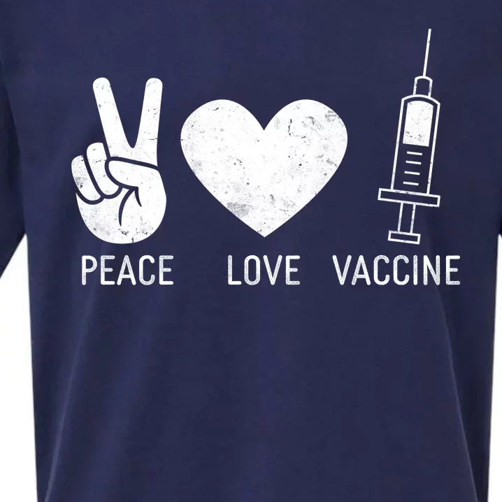 Peace Love Vaccine Shot Sueded Cloud Jersey T-Shirt