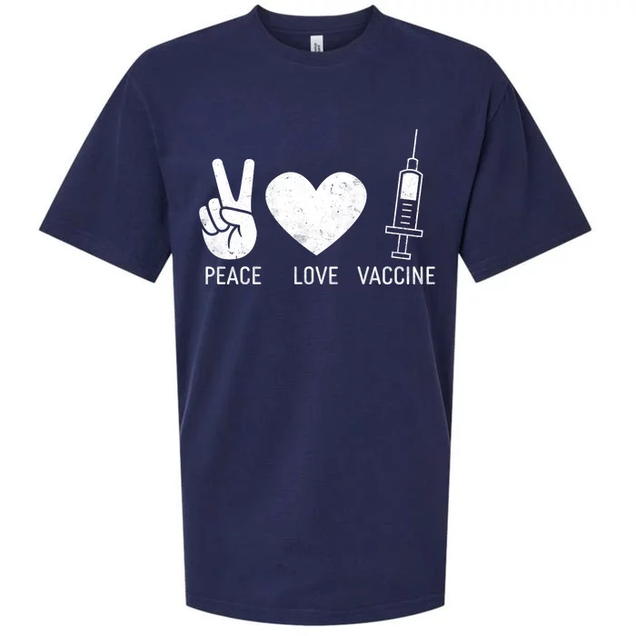 Peace Love Vaccine Shot Sueded Cloud Jersey T-Shirt