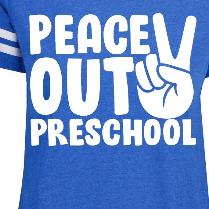 Peace Out Preschool Enza Ladies Jersey Football T-Shirt