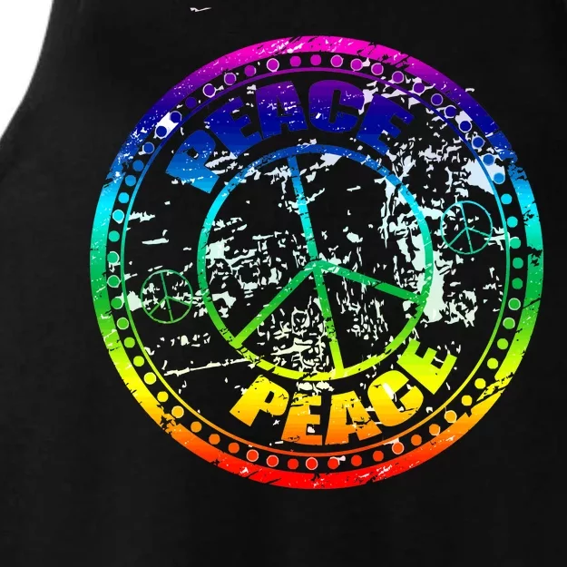 Peace Retro Tie Dyed Logo Ladies Tri-Blend Wicking Tank