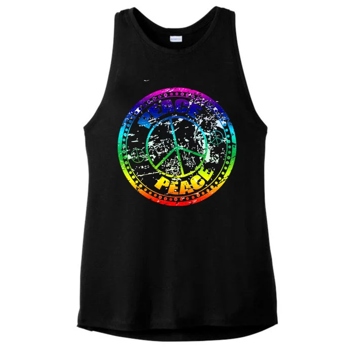 Peace Retro Tie Dyed Logo Ladies Tri-Blend Wicking Tank