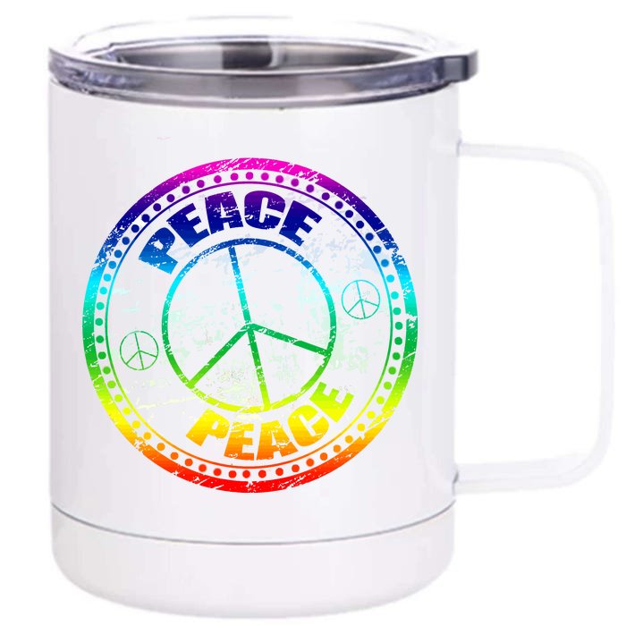 Peace Retro Tie Dyed Logo 12 oz Stainless Steel Tumbler Cup