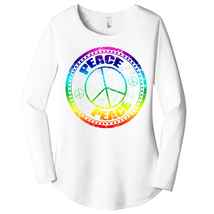 Peace Retro Tie Dyed Logo Women's Perfect Tri Tunic Long Sleeve Shirt