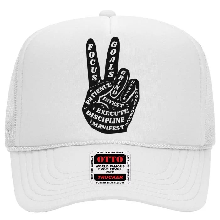 Peace Sign Inspirational Quote High Crown Mesh Trucker Hat