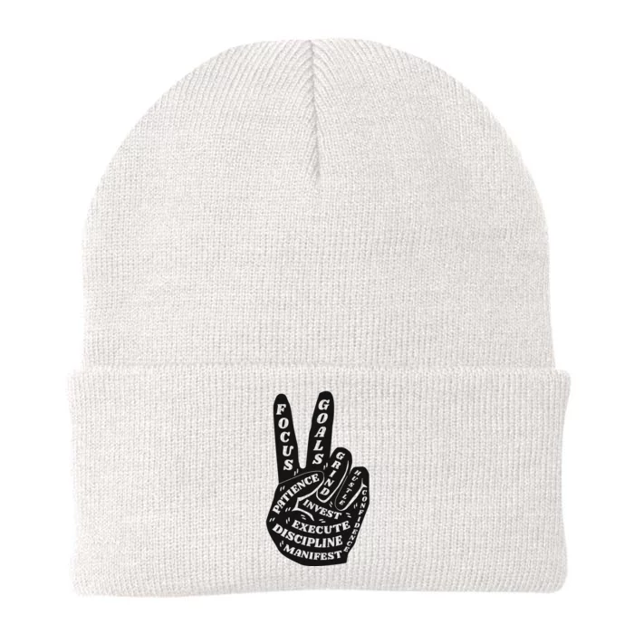 Peace Sign Inspirational Quote Knit Cap Winter Beanie