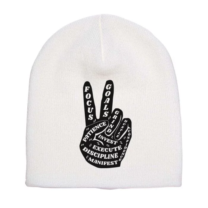 Peace Sign Inspirational Quote Short Acrylic Beanie