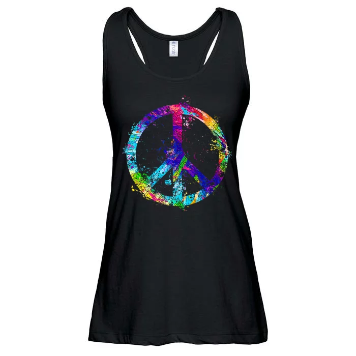 Peace Sign Paint Splatter Ladies Essential Flowy Tank