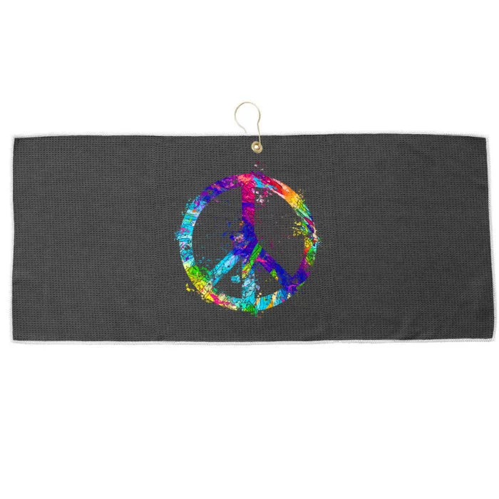 Peace Sign Paint Splatter Large Microfiber Waffle Golf Towel