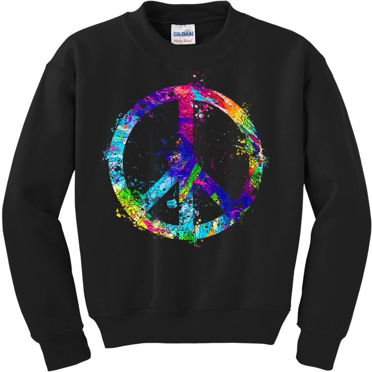 Peace Sign Paint Splatter Kids Sweatshirt