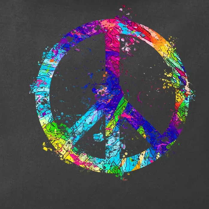 Peace Sign Paint Splatter Zip Tote Bag