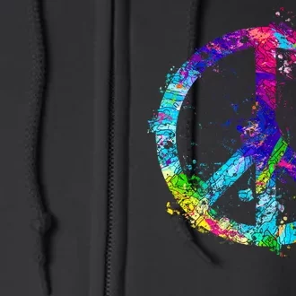 Peace Sign Paint Splatter Full Zip Hoodie