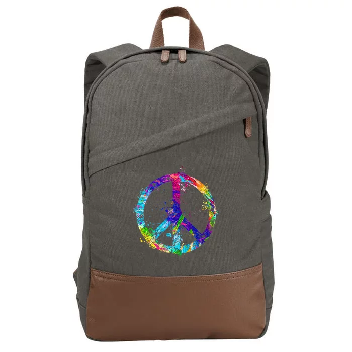 Peace Sign Paint Splatter Cotton Canvas Backpack