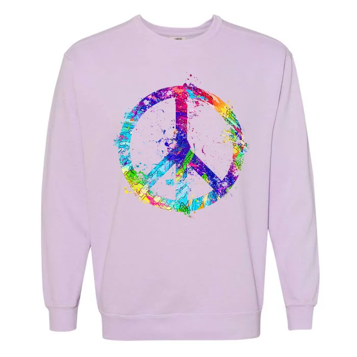 Peace Sign Paint Splatter Garment-Dyed Sweatshirt