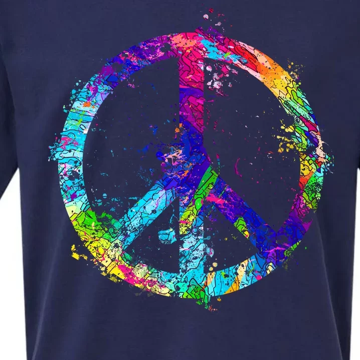 Peace Sign Paint Splatter Sueded Cloud Jersey T-Shirt