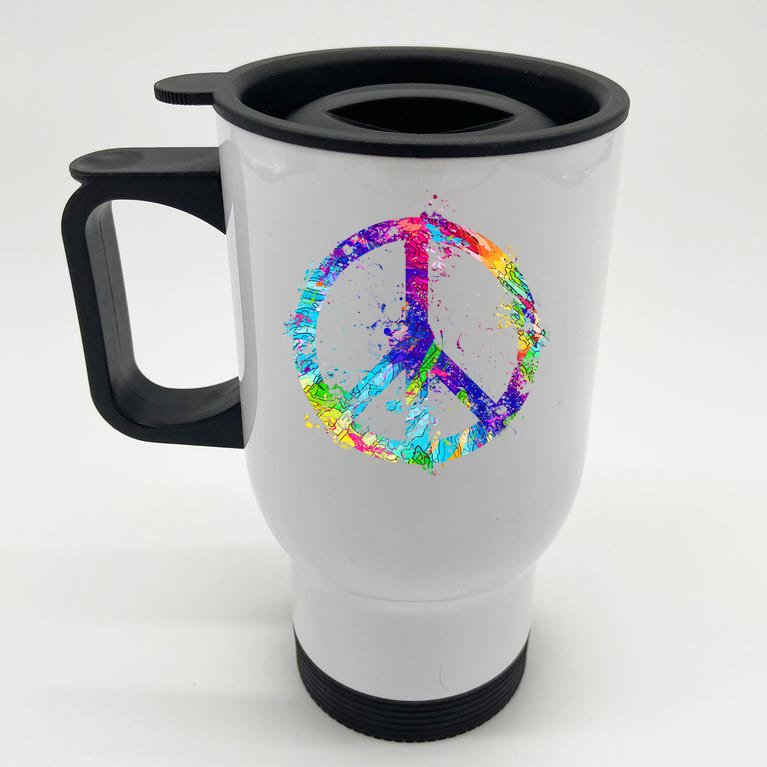 Peace Sign Paint Splatter Stainless Steel Travel Mug