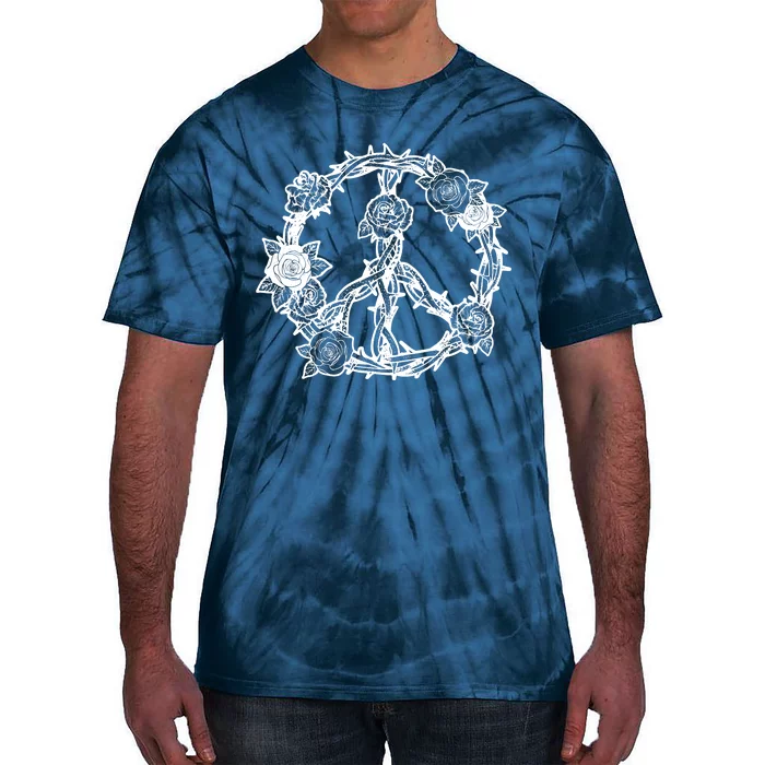 Peace Symbol Roses And Thorns Tie-Dye T-Shirt