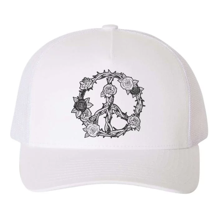 Peace Symbol Roses And Thorns Yupoong Adult 5-Panel Trucker Hat