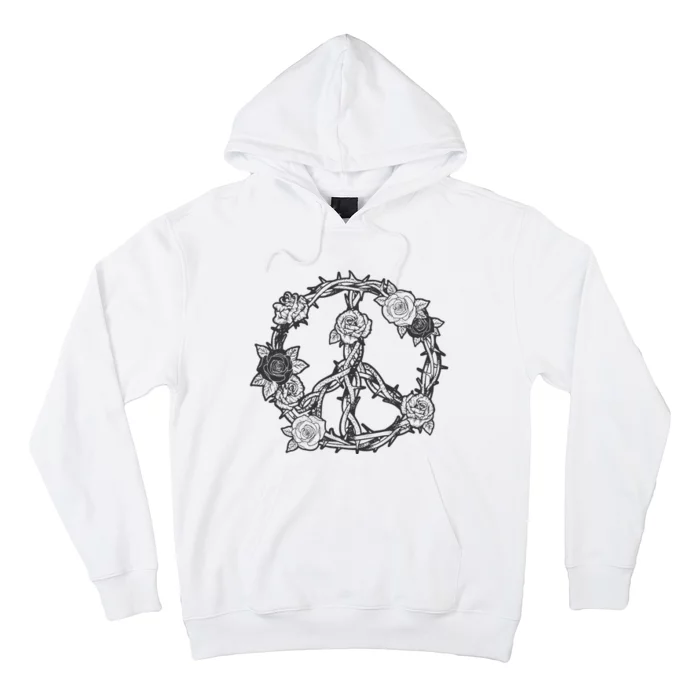 Peace Symbol Roses And Thorns Hoodie