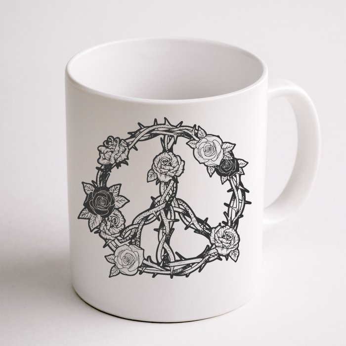 Peace Symbol Roses And Thorns Front & Back Coffee Mug