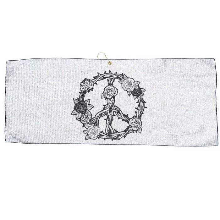 Peace Symbol Roses And Thorns Large Microfiber Waffle Golf Towel